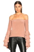 Norma Kamali For Fwrd Ruffle Off The Shoulder Top In Pink