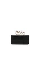 Alexander Mcqueen Jewelry Ring Box Clutch In Black,animal Print