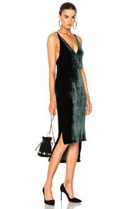 Dion Lee Silk Velvet Fine Line Cami Dress In Green