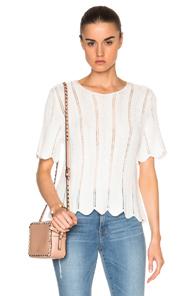 Frame Denim Crochet Boxy Top In White