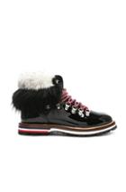 Moncler Patent Leather Solange Scarpa Boots With Mink Fur In Black