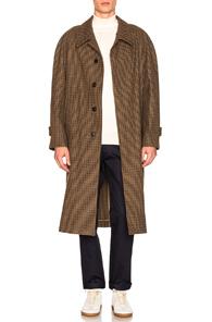 Maison Margiela Felt Houndstooth Coat In Brown,checkered & Plaid