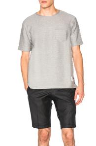 Thom Browne Engineered Rope Stitch Pocket Tee In Gray
