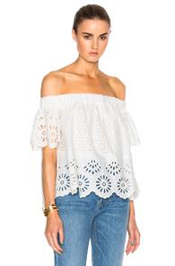 Sea Eyelet Off The Shoulder Top In White