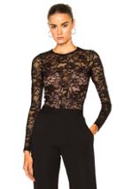 Fleur Du Mal Chat Noir Long Sleeve Lace Bodysuit In Black