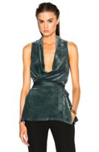 Rick Owens Velvet Wrap Vest Top In Green