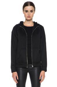T By Alexander Wang Zip Up Hooded Jacket In Black