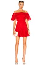 Valentino Heavy Lace Off The Shoulder Dress In Red