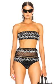 Zimmermann Jaya Scallop Bandeau Top In Abstract,black,floral