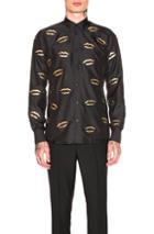 Givenchy Embroidered Lips Shirt In Black,metallics