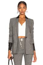 Alexander Wang Double Breasted Notch Blazer In Checkered & Plaid,gray