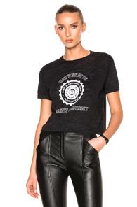 Saint Laurent Cropped University Tee In Black
