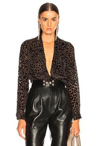 L'agence Lydia Long Sleeve Drape Front Blouse In Animal Print,brown