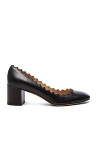 Chloe Lauren Leather Scallop Pumps In Black