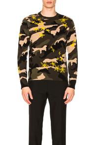 Valentino Star Print Sweater In Green,abstract