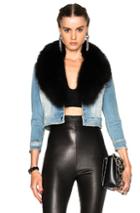 Theperfext Carla Jean Jacket With Fox Fur Collar In Blue