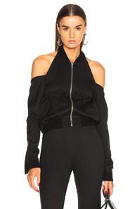 Helmut Lang X Shayne Oliver Cut Out Shoulder Bomber Jacket In Black