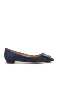 Manolo Blahnik Hangisiflat 10 Pea Flat In Blue