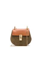 Chloe Small Drew Suede & Leather Bag In Green,brown