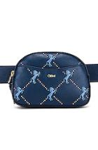 Chloe Mini Signature Embroidered Leather Belt Bag In Blue