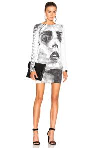 Anthony Vaccarello Anja Print Sweatshirt Dress In White,abstract