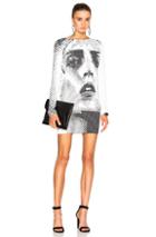 Anthony Vaccarello Anja Print Sweatshirt Dress In White,abstract