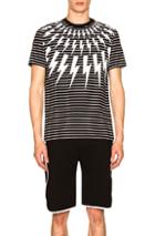 Neil Barrett Fair Isle Thunderbolt Striped Tee In Black,geometric Print,stripes