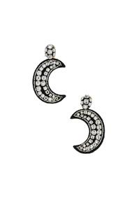 Oscar De La Renta Crystal Moon Earrings In Metallic