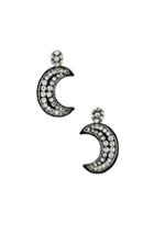 Oscar De La Renta Crystal Moon Earrings In Metallic