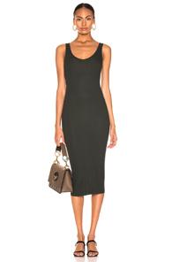 Enza Costa Rib Exposed Tank Midi Dress In Black
