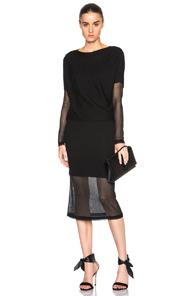 Sally Lapointe Silk Blend Ripped Drape Dress In Black