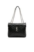 Saint Laurent Medium Supple Monogramme Loulou Chain Bag In Black