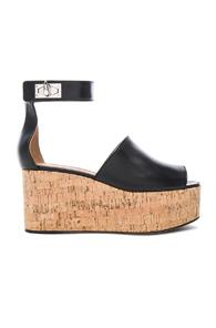 Givenchy Shark Cork Platform Leather Sandals In Black