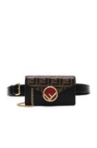 Fendi Logo Embossed Hip Belt In Black