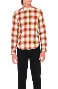 Maison Margiela Cotton Overcheck Shirt In Orange,checkered & Plaid