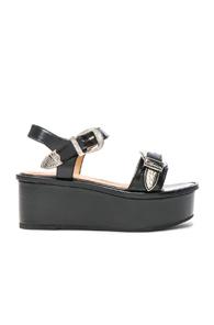 Toga Pulla Buckle Leather Flatforms In Black