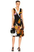 Lanvin Floral Wrap Dress In Black,floral,orange
