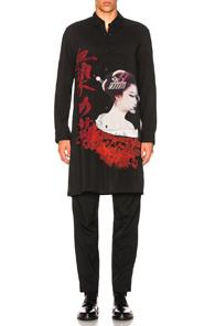 Yohji Yamamoto Printed Shirt In Abstract,black,red