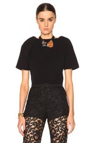 Giambattista Valli Lana Melange Short Sleeve Sweater In Black