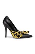 Versace Print Heels In Black,paisley,yellow