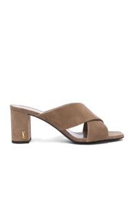 Saint Laurent Suede Loulou Mules In Brown