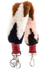 Fendi Mini Chevron Print Shearling Bag Strap In Pink,brown