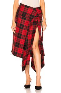 Monse Blanket Wrap Skirt In Red,plaid