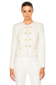 Veronica Beard Betsy Lace Back Tweed Jacket In White