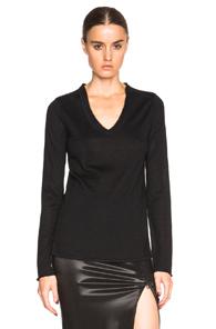 Atm Anthony Thomas Melillo V Neck Raw Edge Sweater In Black