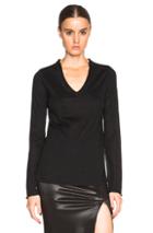Atm Anthony Thomas Melillo V Neck Raw Edge Sweater In Black