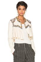 Isabel Marant Sabriel Embroidered Cotton Twill Jacket In White,neutrals
