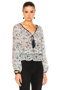 Talitha Gia Top In Blue,floral,white