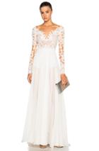 Zuhair Murad Embroidered Long Sleeve Gown In White