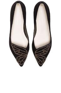 Sophia Webster Suede Bibi Stud Butterfly Flats In Black